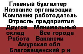 Главный бухгалтер › Название организации ­ Компания-работодатель › Отрасль предприятия ­ Другое › Минимальный оклад ­ 1 - Все города Работа » Вакансии   . Амурская обл.,Благовещенский р-н